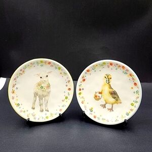 Pier 1 Imports Spring Baby Pair of Side Plates Hand Painted
